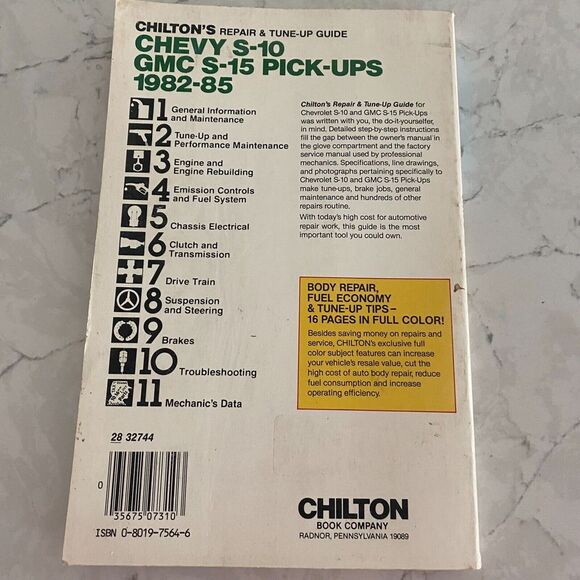 Chilton's Chevy S-10 GMC S-15 Pick-Ups 1982-85 Repair & Tune-Up Manual Guide - Picture 2 of 10